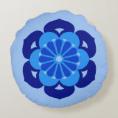 蓮の花マンダラ藍とライトブルー ラウンドクッション (裏面)