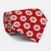 蓮の花マンダラ、濃い赤、灰色と白いネ ネクタイ (ロール)