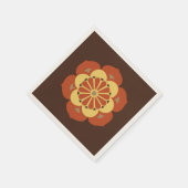 蓮の花マンダラ、茶色、さび、黄色 スタンダードカクテルナプキン (角)