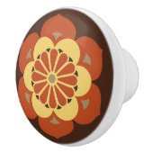 蓮の花マンダラ、茶色、さび、黄色 セラミックノブ (右)