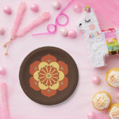 蓮の花マンダラ、茶色、さび、黄色 ペーパープレート (パーティー)