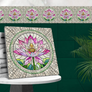 蓮の花モザイクアート タイル