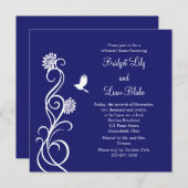 蓮の花リハーサルディナー（藍色） 招待状 (正面/裏面)