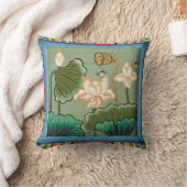 蓮の花壁画クッション クッション (ブランケット)