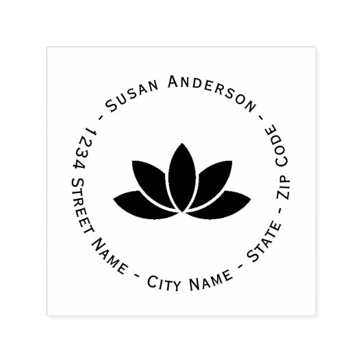 蓮の花差出人住所自己スタンプ セルフインキングスタンプ (デザイン)