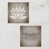 蓮の花曼荼羅の模様の霜降りの質感 スクエア名刺 (正面/裏面)