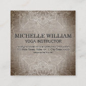 蓮の花曼荼羅の模様の霜降りの質感 スクエア名刺 (裏面)