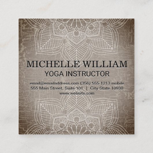 蓮の花曼荼羅の模様の霜降りの質感 スクエア名刺 (裏面)