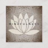 蓮の花曼荼羅の模様の霜降りの質感 スクエア名刺 (正面)