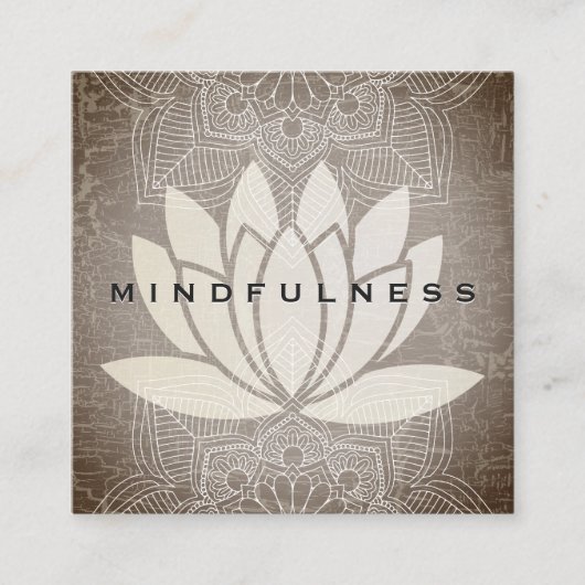 蓮の花曼荼羅の模様の霜降りの質感 スクエア名刺 (正面)