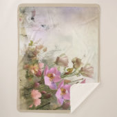 蓮の花植物水彩画 シェルパブランケット (正面)