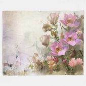 蓮の花植物水彩画 フリースブランケット (正面(横))