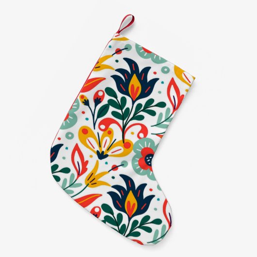 蓮の花模様 スモールクリスマスストッキング (正面 (吊り時))