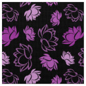 蓮の花模様（紫） ファブリック (クローズアップ)