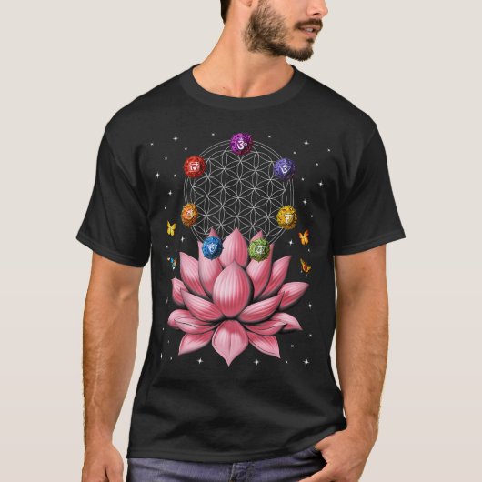 蓮の花生命の花チャクラ Tシャツ (正面)