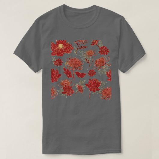 蓮の花秋秋のパターン感謝祭カッコいい Tシャツ (デザイン正面)