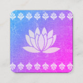 蓮の花紫の紋様華美 スクエア名刺 (正面)