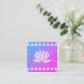 蓮の花紫の紋様華美 スクエア名刺 (スタンド正面)