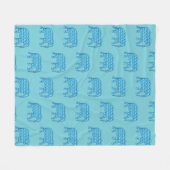 蓮の花象の模様、ターコイズ フリースブランケット (正面(横))