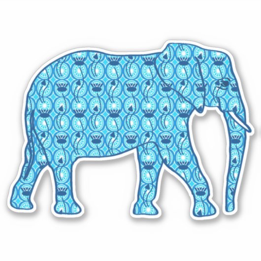 蓮の花象、ターコイズと白 シール (正面)