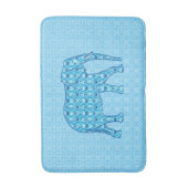 蓮の花象、ターコイズと白 バスマット (正面縦)