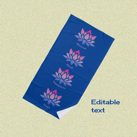 蓮の花青の静けさ ビーチタオル