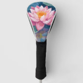 蓮の花 はす 蓮華 水彩画 ゴルフヘッドカバー (正面)