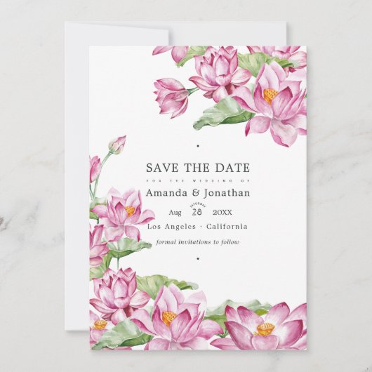 蓮の花 インドの結婚式の写真 セーブザデート (正面)