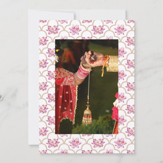 蓮の花 インドの結婚式の写真 セーブザデート (裏面)