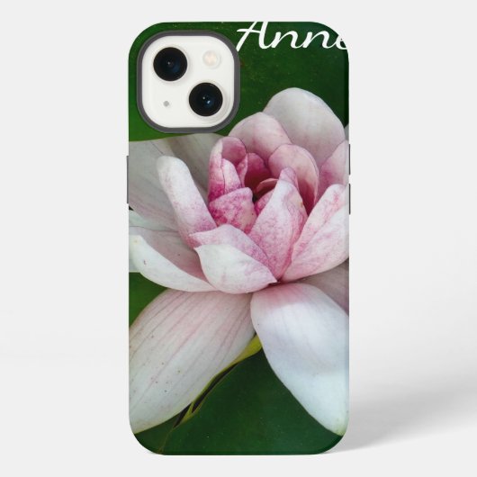 蓮の花 カスタムネーム iPhoneケース (裏面)