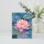 蓮の花 スイレンの葉 水彩カード (スタンド正面)