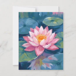 蓮の花 スイレンの葉 水彩画 サンキューカード
