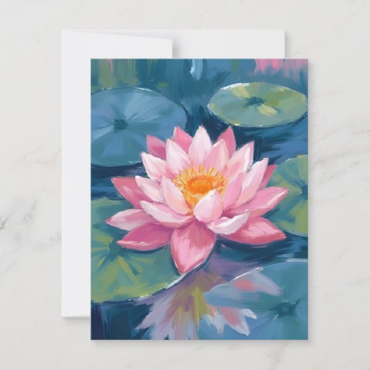 蓮の花 スイレンの葉 水彩画 サンキューカード (正面)
