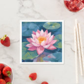 蓮の花 スイレンの葉 水彩画 スタンダードカクテルナプキン (インサイチュ)