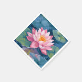 蓮の花 スイレンの葉 水彩画 スタンダードカクテルナプキン (角)