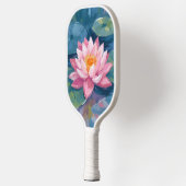蓮の花 スイレンの葉 水彩画 ピックルボールラケット (左)