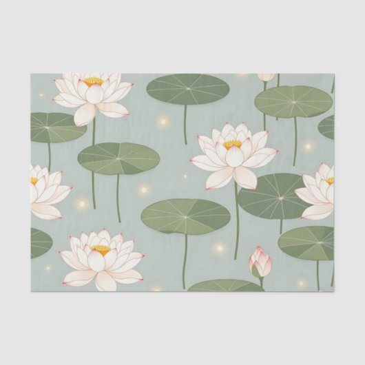 蓮の花 スイレン 睡蓮の池 パターン 薄葉紙 (正面)