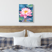 蓮の花 ハスの葉 水彩画 キャンバスプリント (インサイチュ (寝室))