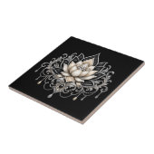 蓮の花 ブラック シルバー 花 フラワー 壁 タイル (側面)