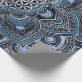 蓮の花 – ブルークリスタルとシルバー ラッピングペーパー (角)