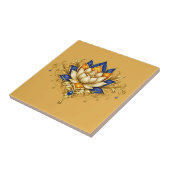 蓮の花 ブルー ゴールド 花柄 ボタニカル 壁 タイル (側面)