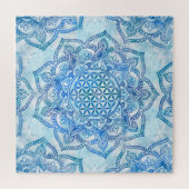 蓮の花-優しいスカイブルー ジグソーパズル (横)