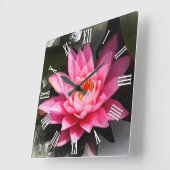 蓮の花、心の平和、瞑想 スクエア壁時計 (傾斜)