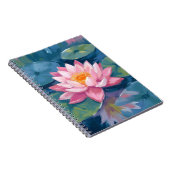 蓮の花 睡蓮の葉 水彩画 ノートブック (右側)