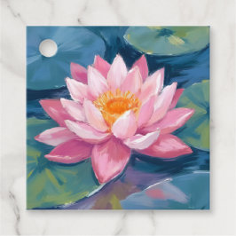 蓮の花 睡蓮の葉 水彩画 フェイバータグ
