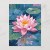 蓮の花 睡蓮の葉 水彩画 ポストカード (正面)