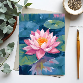 蓮の花 睡蓮の葉 水彩画 ポストカード