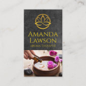 蓮の花 | 石板背景 | アロマ油 名刺 (正面)