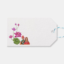 蓮の花、結婚式の新郎新婦の写真 ギフトタグ