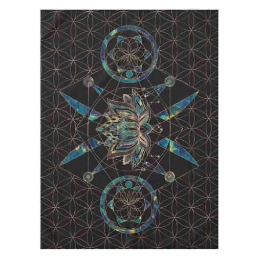 蓮の花 – 聖なる幾何学 テーブルクロス (正面)